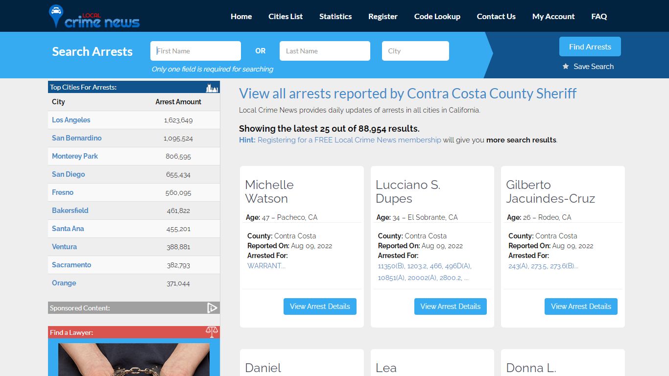 Arrests reported by Contra Costa County Sheriff | Local ...